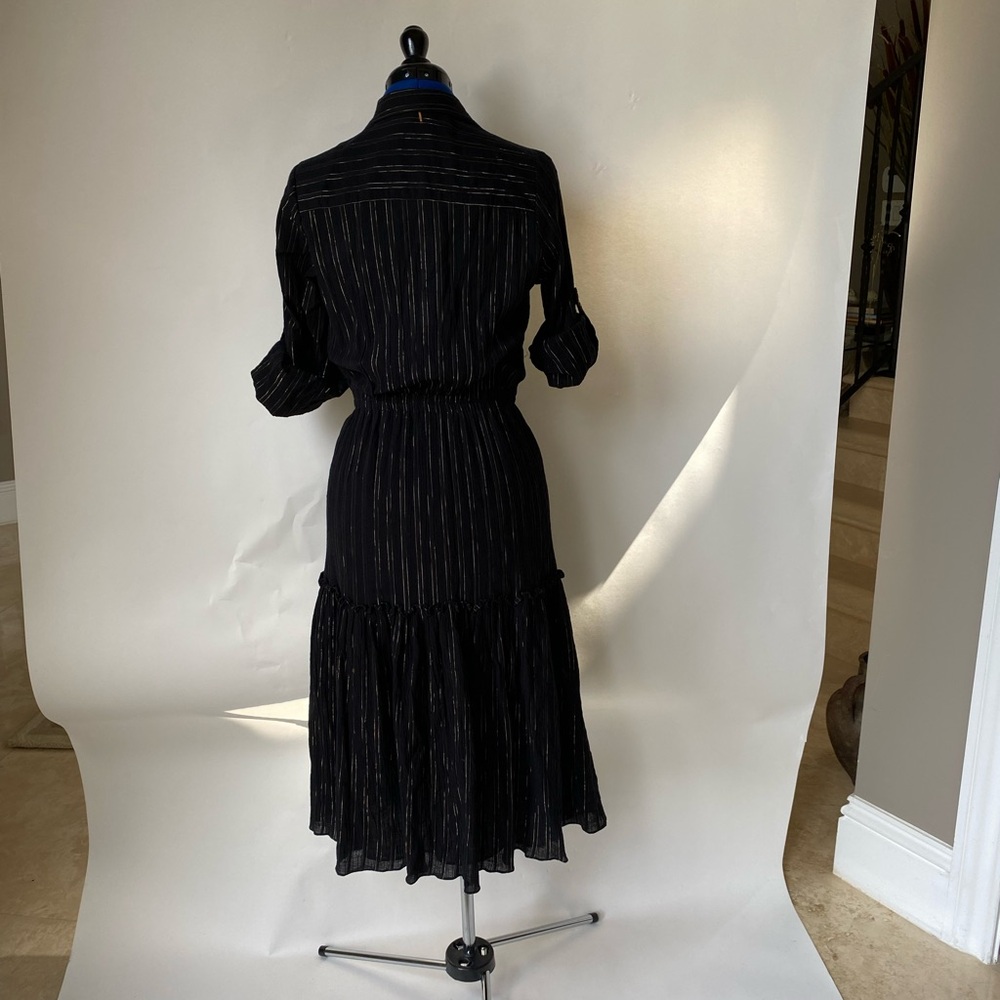 Black Tiered Ruffled Midi Dress